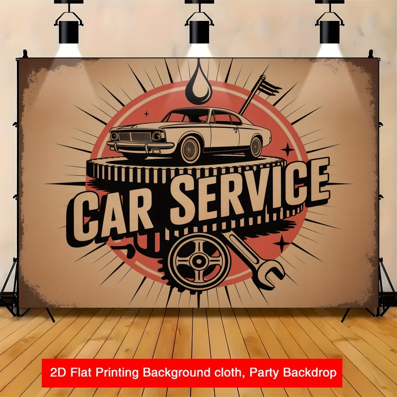 Büyük retro araba servis afişi - Heavy Equipment Service incelemesi ve fiyatı